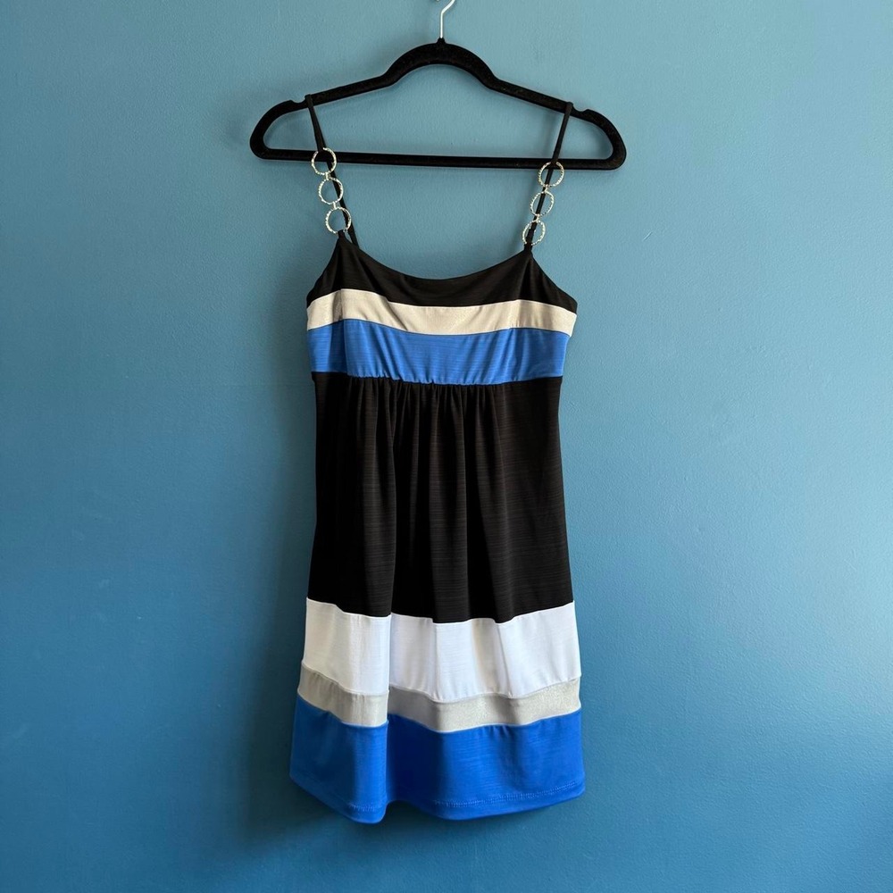 Y2K Babydoll Dress Women's Size Medium Blue Black Silver Hardware Candie's Twee
